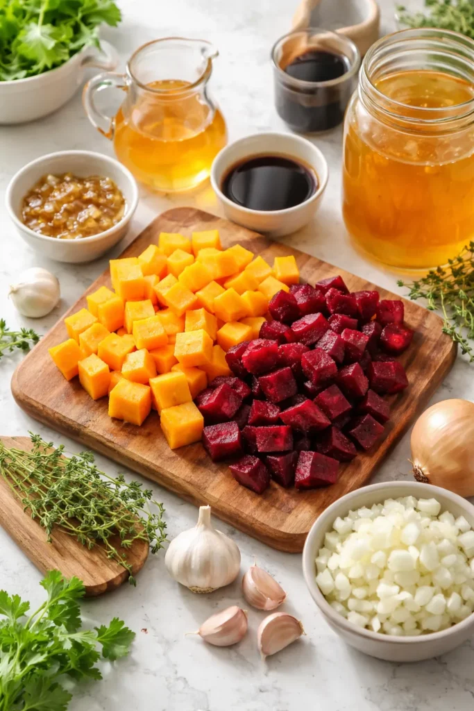 Beets and butternut squash with vinegar and coconut aminos for AIP flavor base