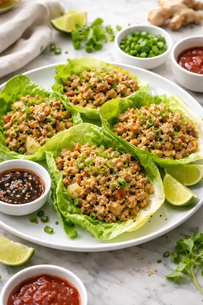 Ground chicken lettuce wraps with water chestnuts