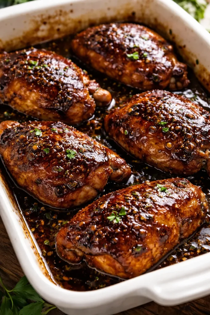 Juicy chicken with balsamic glaze and shine