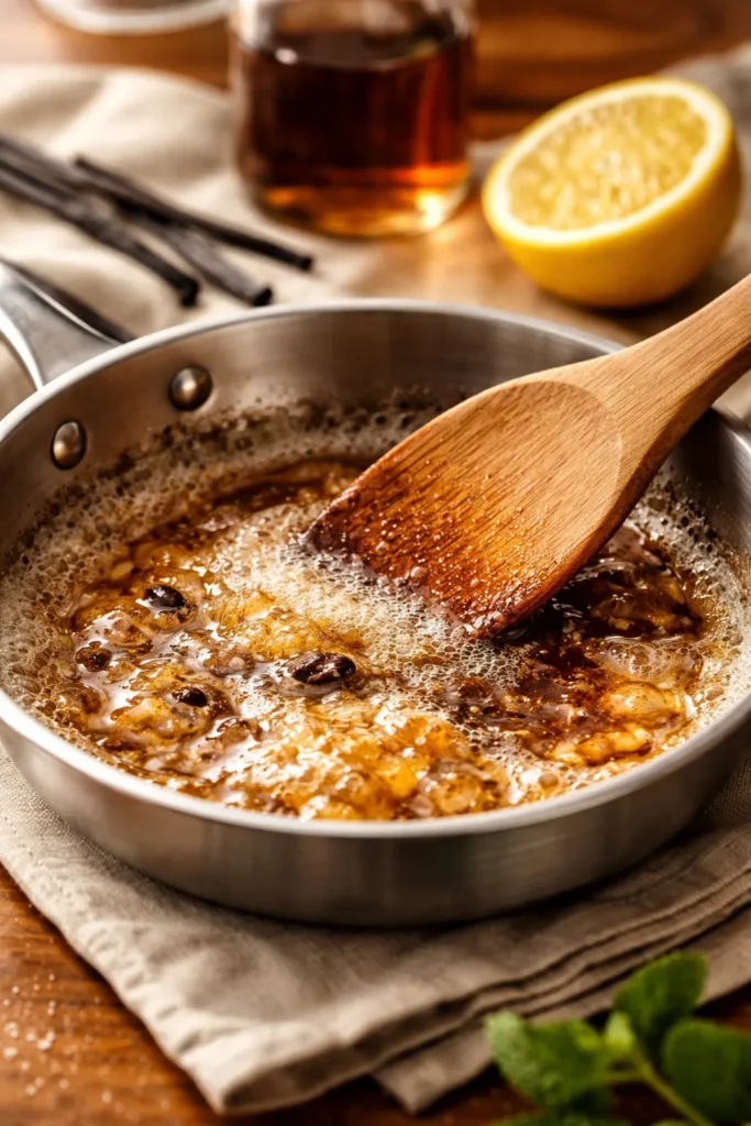 Brown butter technique for cobbler topping in a pan