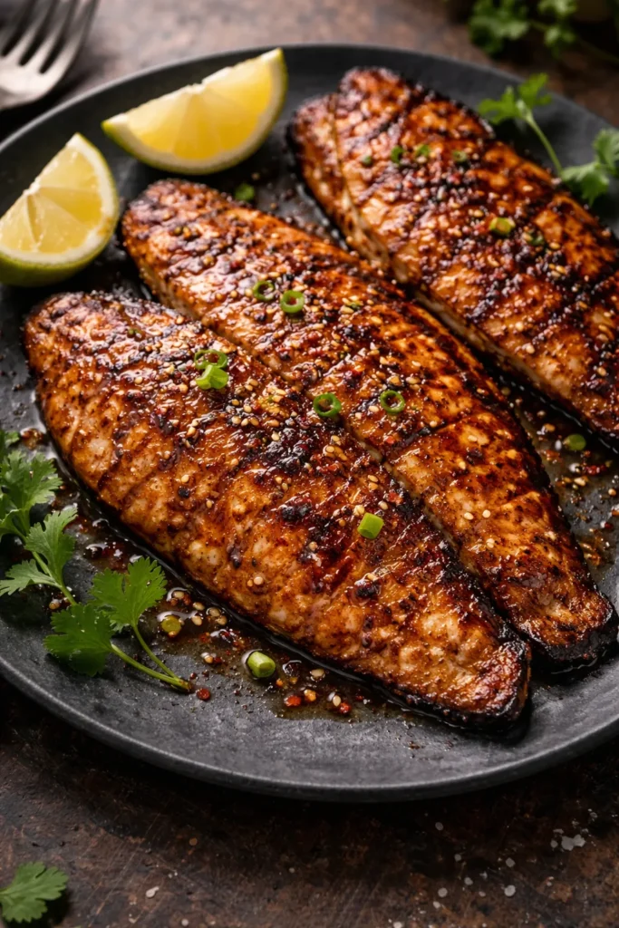 Catfish fillet with ginger-soy glaze