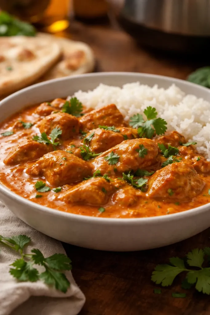 Creamy chicken tikka masala in a bowl