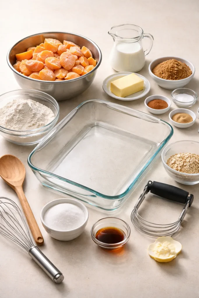 Baking dish with essential cobbler tools