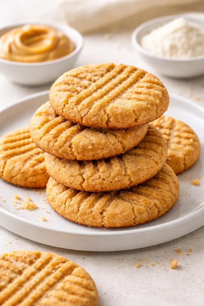 Coconut flour peanut butter cookies on a plate