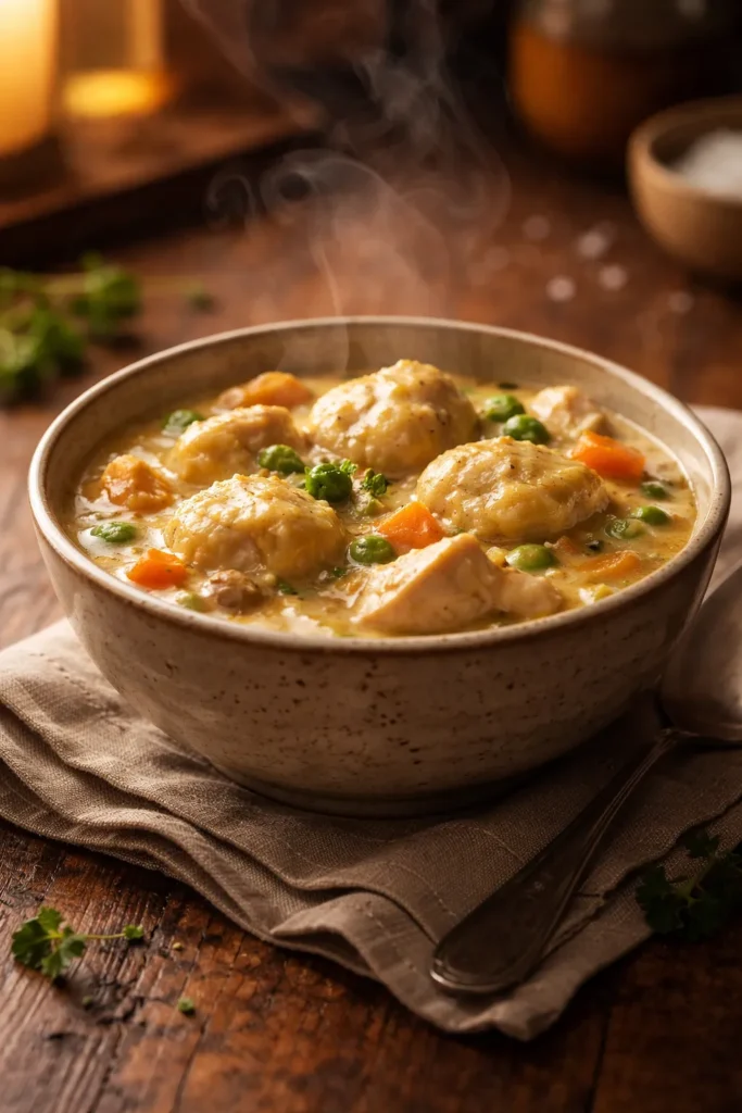 Close-up of steaming creamy comfort food in a bowl showing rich textures