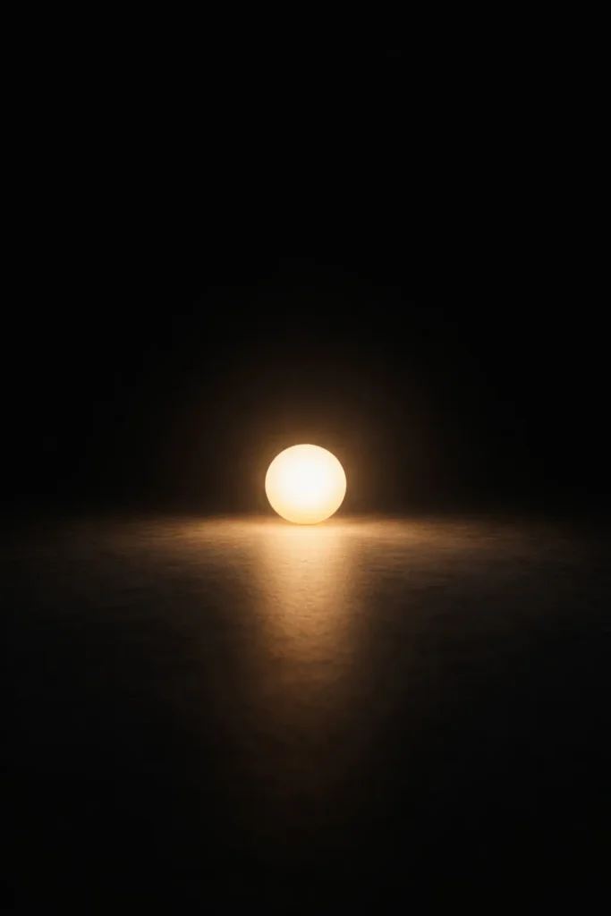 Abstract image representing final thoughts with a glowing orb on a dark background
