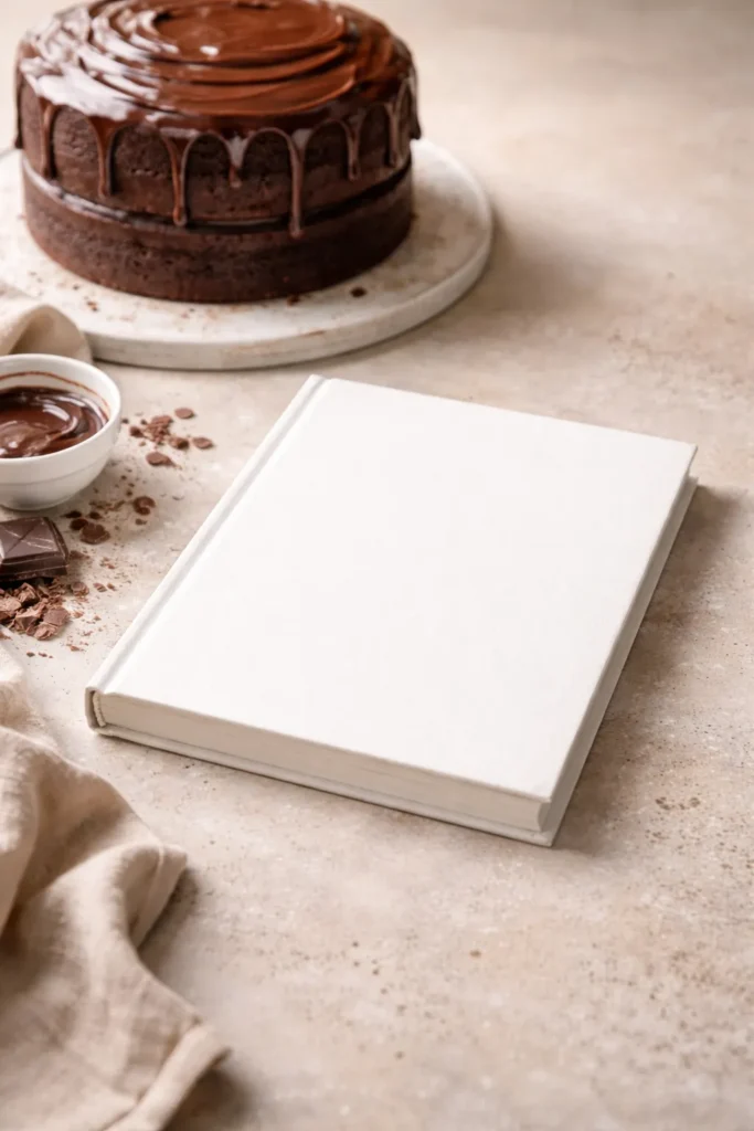 Close-up of a single closed book with a blank cover on a neutral surface, representing final thoughts