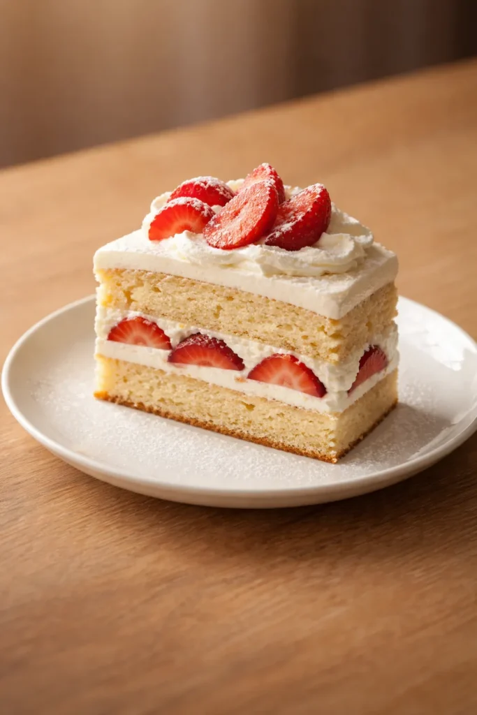 Single plated dessert on a plain plate with warm lighting