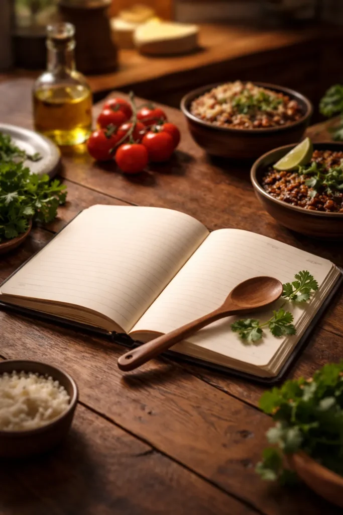 Open recipe notebook on a warm kitchen table representing final thoughts