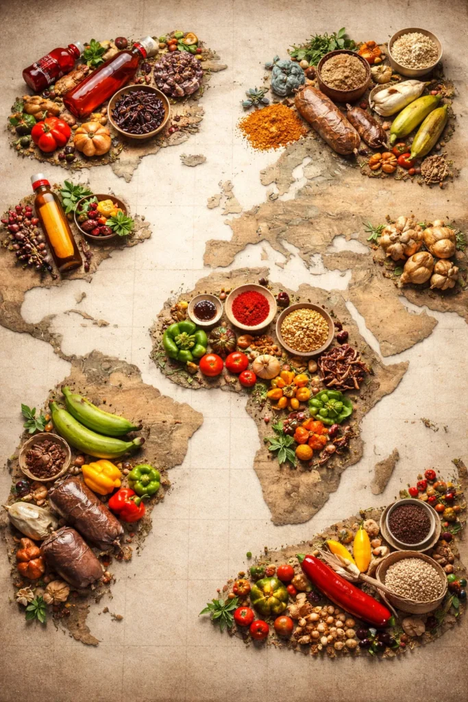 Global sourcing of West African ingredients image concept