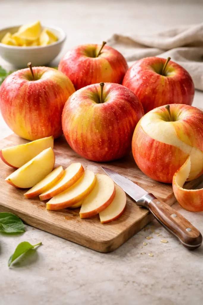 Cluster of Honeycrisp apples with glossy red-yellow skins