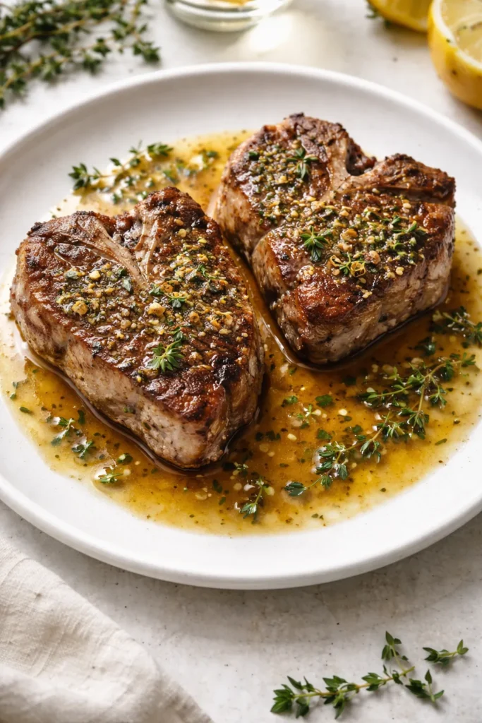 Lamb chops with lemon zest and pan sauce