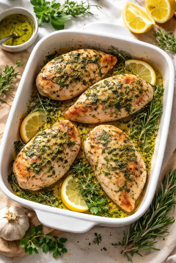 Herb-forward Mediterranean baked chicken with lemon zest