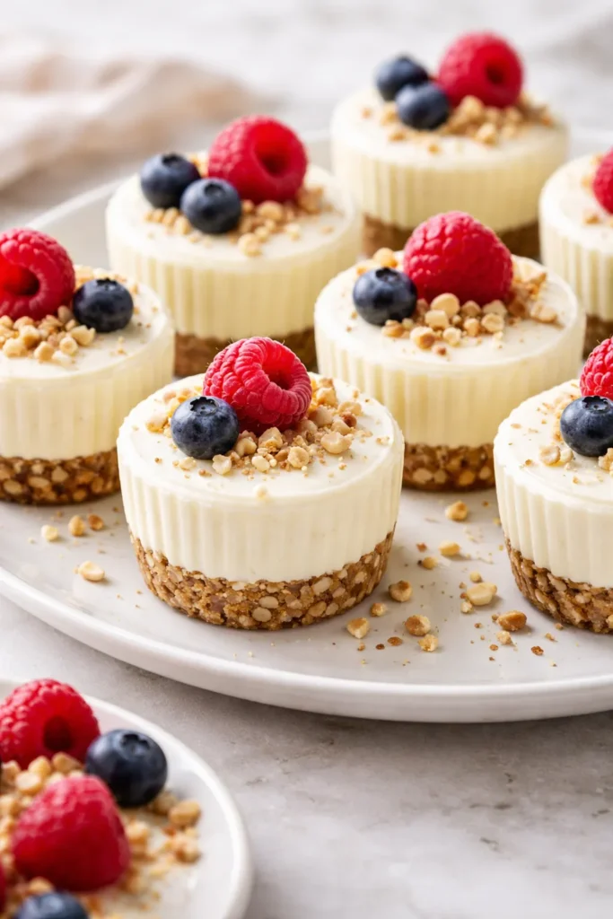 No-bake cheesecake bites with crumb crust and creamy filling