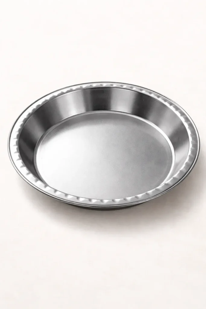 Close-up of a 9-inch metal pie pan rim