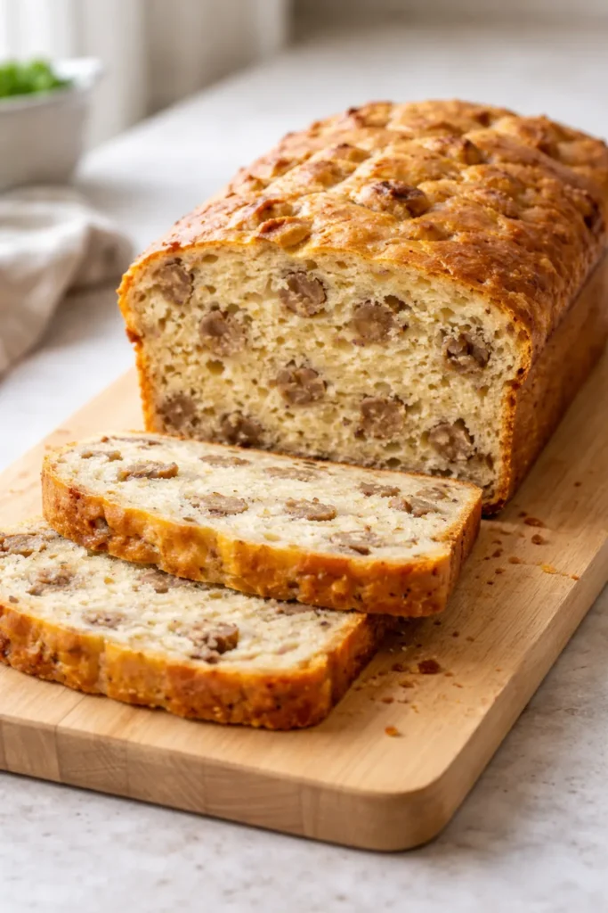 Loaf of sausage bread with visible sausage pieces