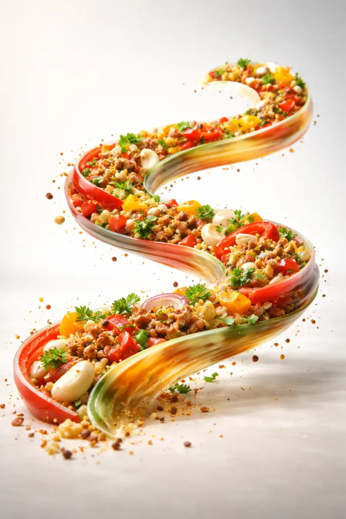 Abstract ribbon representing smart shortcuts in cooking