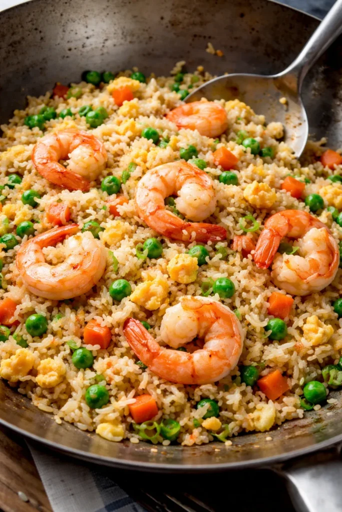 Shrimp fried rice with shrimp and vegetables