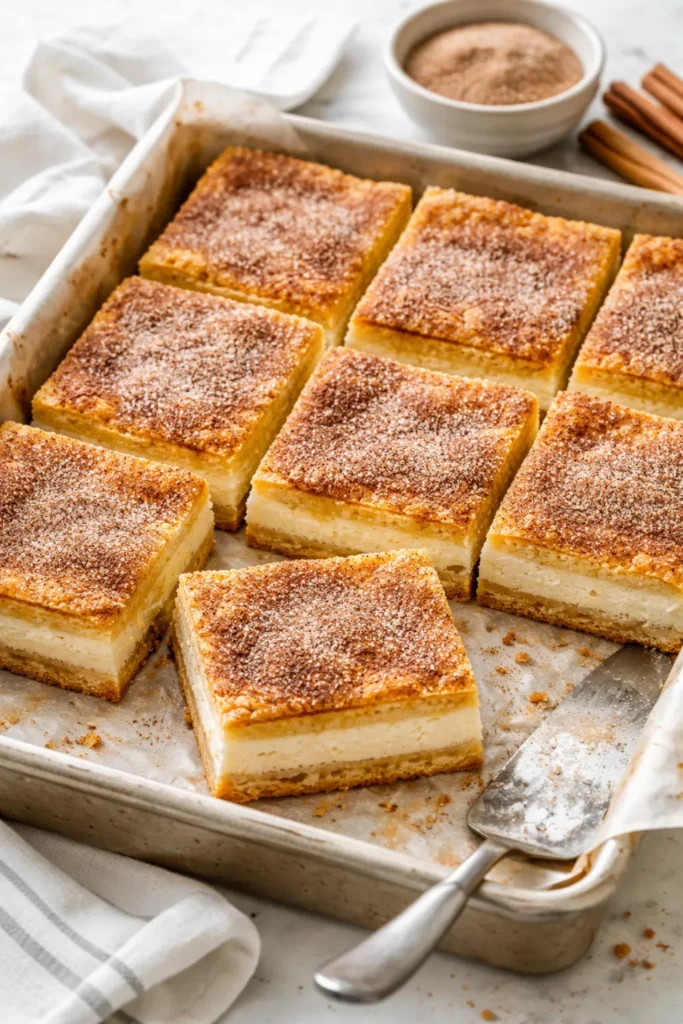 Sopapilla cheesecake bars with flaky crust and creamy filling