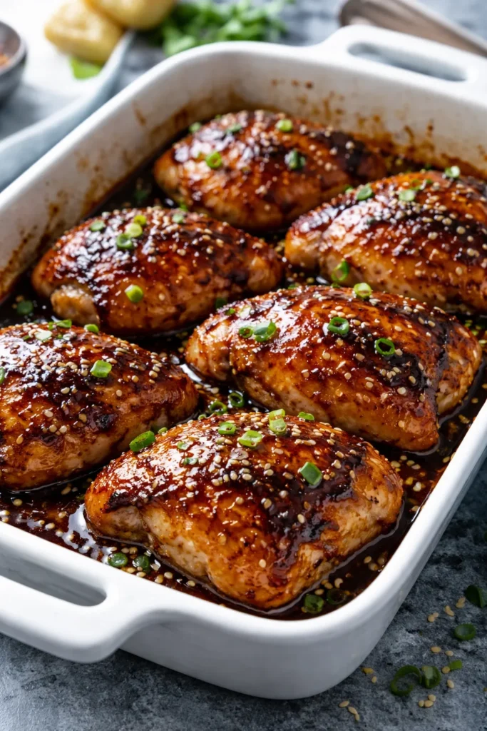 Chicken with glossy soy-ginger glaze