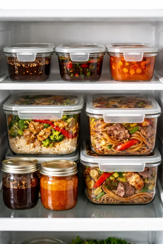 Stacked airtight containers on a kitchen counter