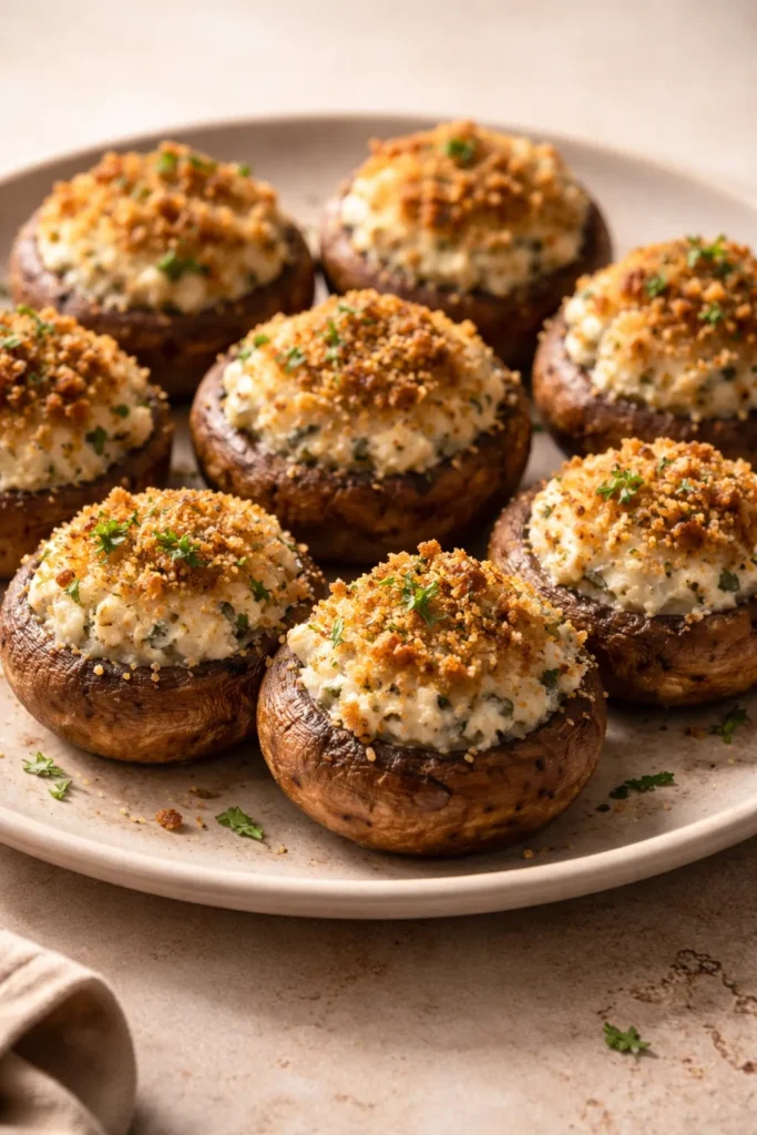 Stuffed mushrooms with garlic parmesan filling