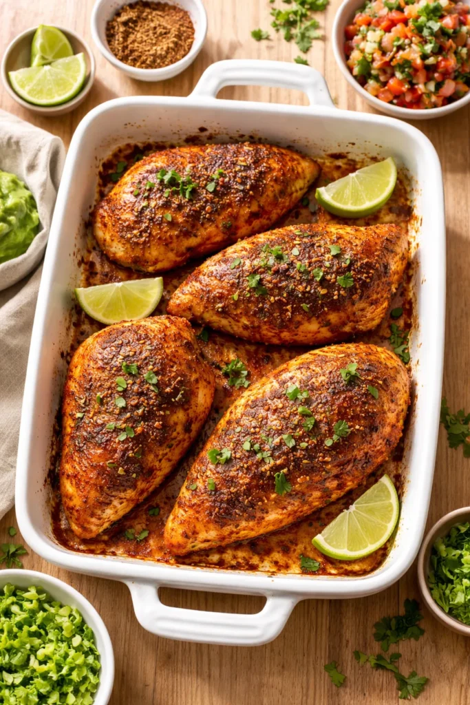 Taco-spiced baked chicken with vibrant crust