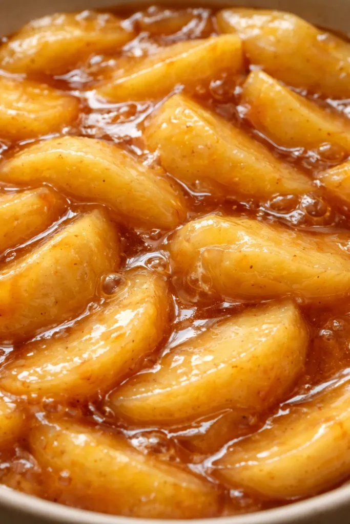 Glossy thickened apple filling with syrupy sheen