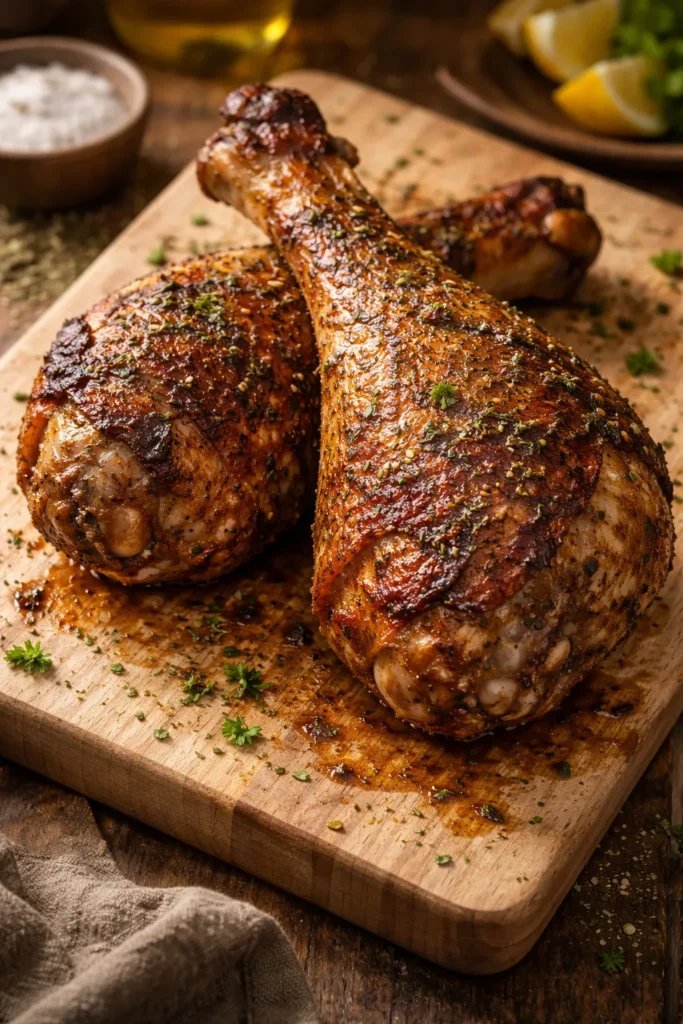 Turkey legs with herb rub and crackling skin