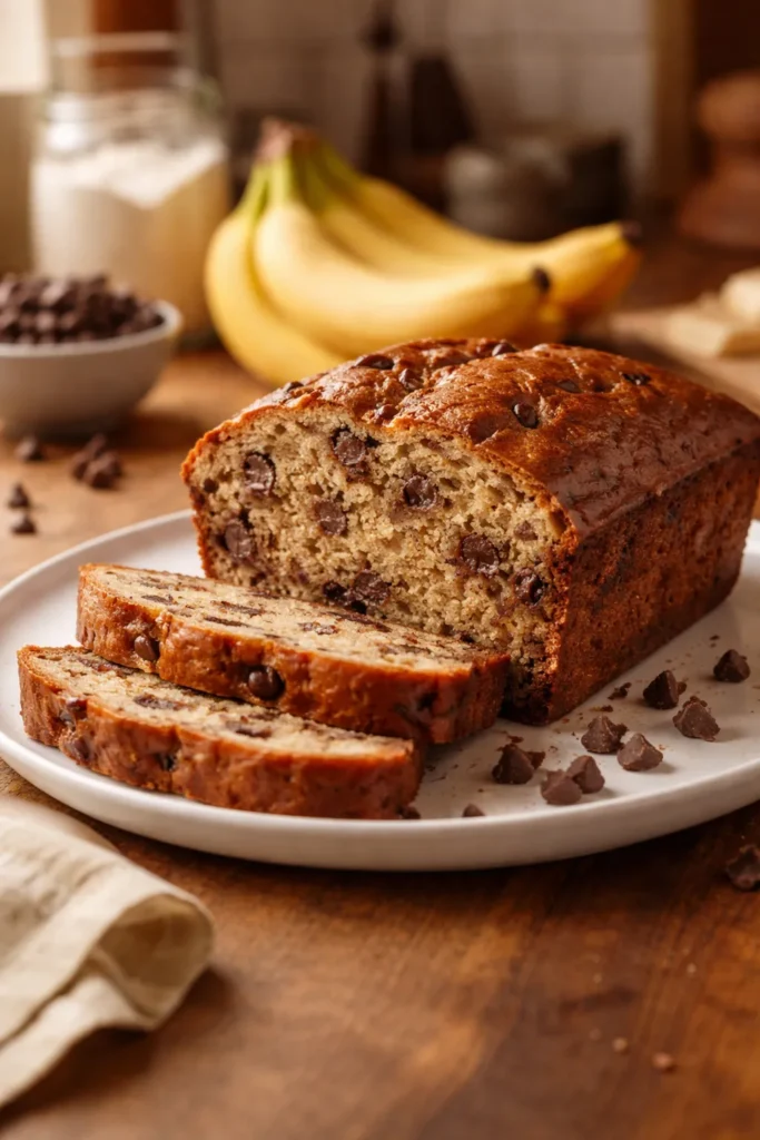 Slice of bakery-quality banana bread on plate