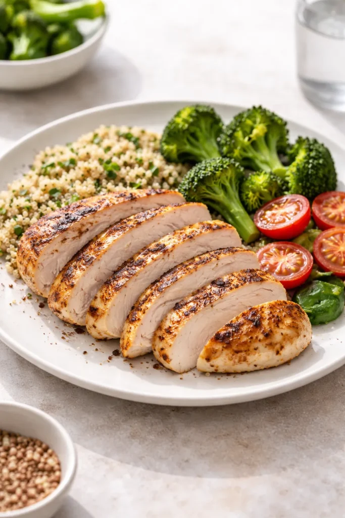 Plate with generous lean protein portion as focal element