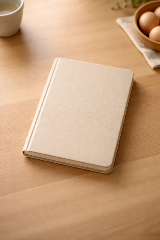 Minimalist notebook on a wooden table symbolizing final thoughts