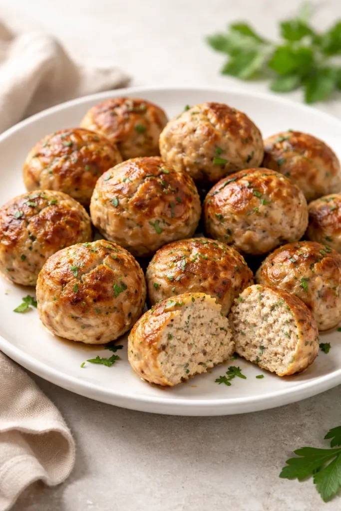 Almond-flour bound turkey meatballs with moist interior